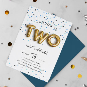 Balloon Type   Second Birthday Party Invitation