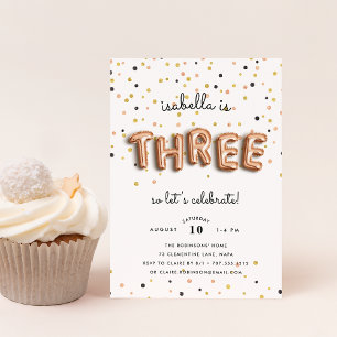 Balloon Type   Third Birthday Party Invitation