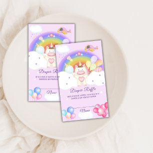 Balloon Unicorn Rainbow Diaper Raffle Baby Shower Enclosure Card