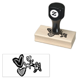 Balloon Valentine art dog  Rubber Stamp