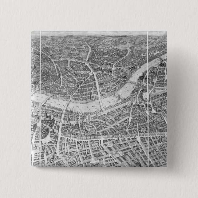Balloon View of London, 1851 15 Cm Square Badge (Front)