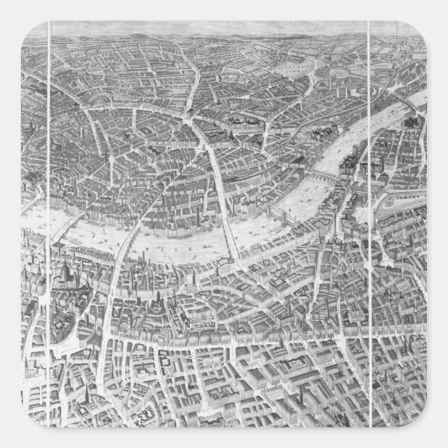 Balloon View of London, 1851 Square Sticker (Front)
