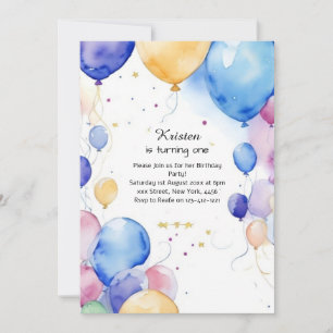 Balloon Watercolor Birthday Invitation