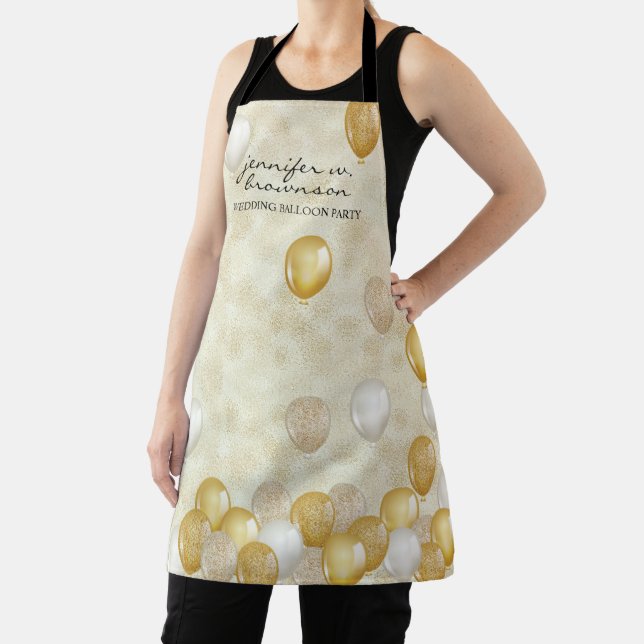 Balloon Wedding Party Planner Glitter Gold Bling Apron (Insitu)