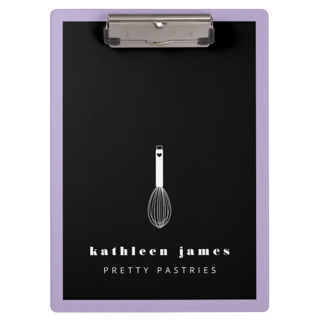 Balloon Whisk Lavender Black Catering Clipboard (Front)