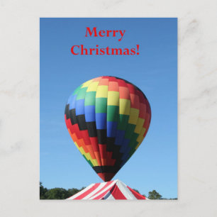 Balloon with a Candy Cane tent!  Merry Christmas! Holiday Postcard