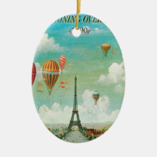 Ballooning Over Paris Ceramic Tree Decoration