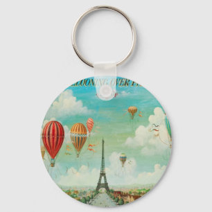 Ballooning Over Paris Key Ring