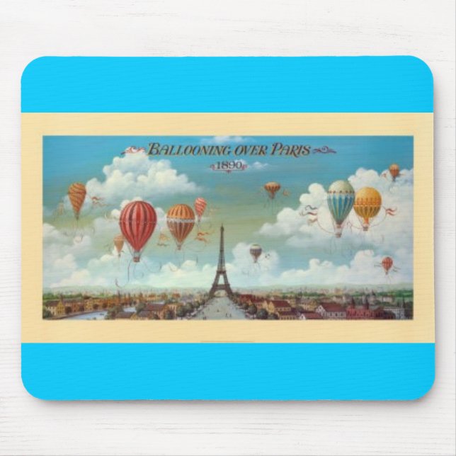 Ballooning Over Paris Print 1890 Mouse Mat (Front)