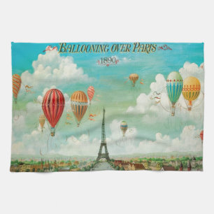 Ballooning Over Paris Tea Towel