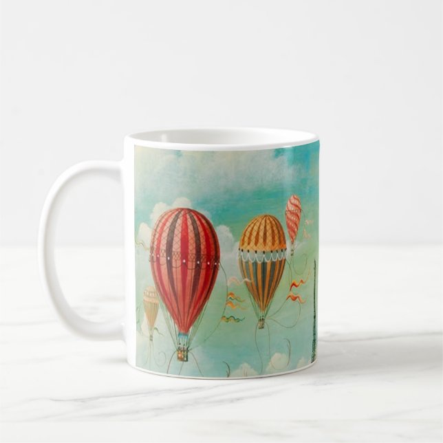 Ballooning Over Paris Vintage Travel Art Coffee Mug (Left)