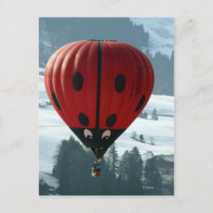ballooning with lady bug postcard