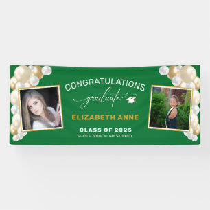 Balloons 2 Photos Green Congratulations Graduate Banner