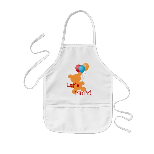 Balloons and bear kid's Let's Party apron (Front)