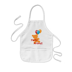 Balloons and bear kid's Party Animal apron
