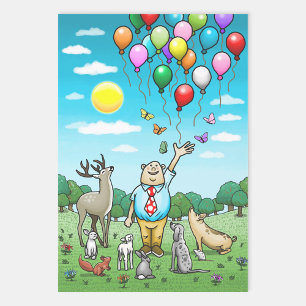 Balloons and birthdays, the perfect pair! wrapping paper sheet