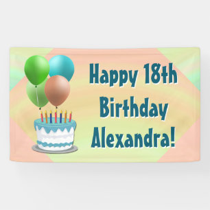Balloons and Cake Custom Birthday Party Banner