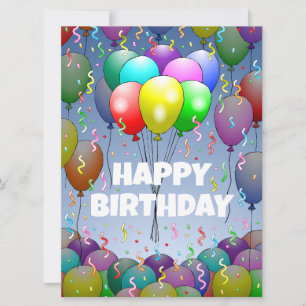 Balloons and Confetti Birthday Card