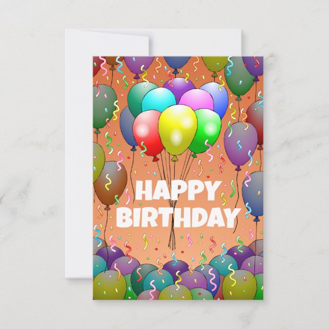 Balloons and  Confetti Birthday Card (Front)