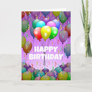 Balloons and Confetti Birthday Card