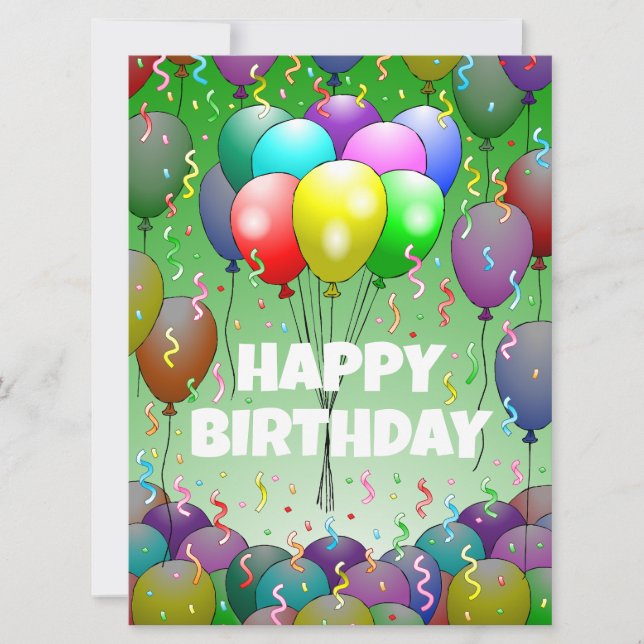 Balloons and  Confetti Birthday Card (Front)