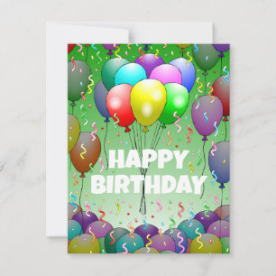 Balloons and Confetti Birthday Card