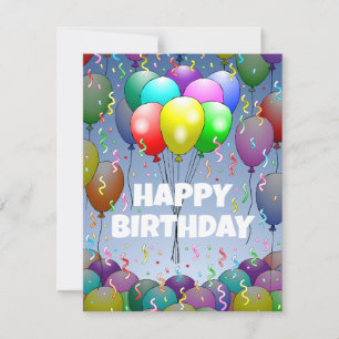 Balloons and Confetti Birthday Card