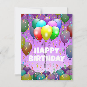 Balloons and Confetti Birthday Card