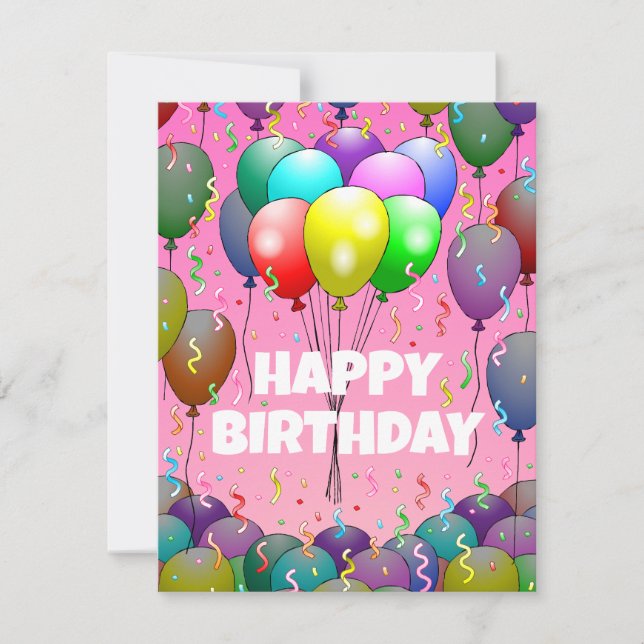 Balloons and  Confetti Birthday Card (Front)