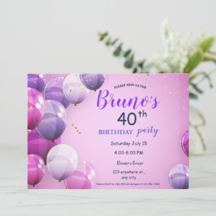 Balloons and Confetti Birthday Invitation 