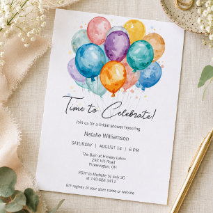 Balloons and Confetti Bridal Shower Invitation