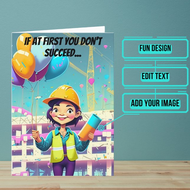 Balloons and Female Engineer Birthday Card (This lovely card is specifically for the engineer friend or family member in your life. )