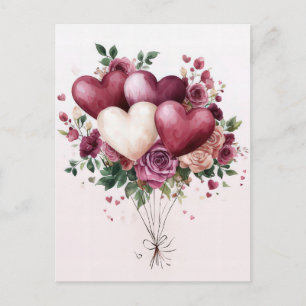 Balloons and Flowers Valentine's Greeting Postcard
