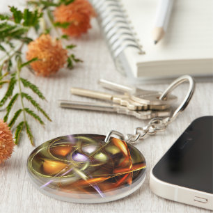 Balloons and Ribbons Abstract Key Ring