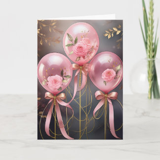 Balloons and Roses, 5" x 7" Folded Greeting Card