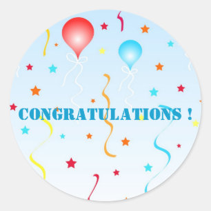 Balloons and stars classic round sticker