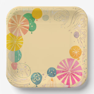 balloons and stars paper plate