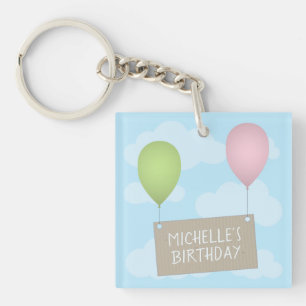 Balloons and Tag Birthday Keychain