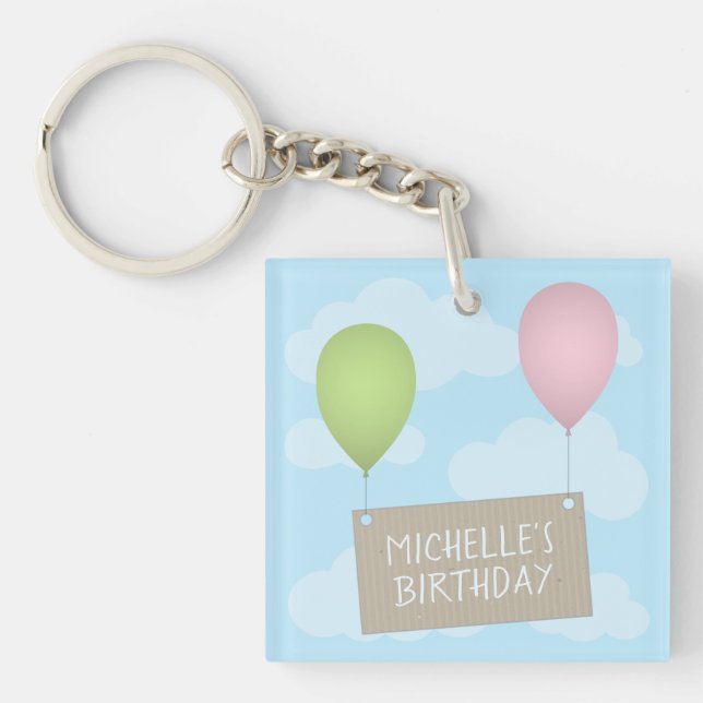 Balloons and Tag Birthday Keychain (Front)