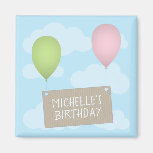 Balloons and Tag Birthday Magnet