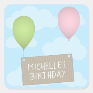 Balloons and Tag Birthday Sticker