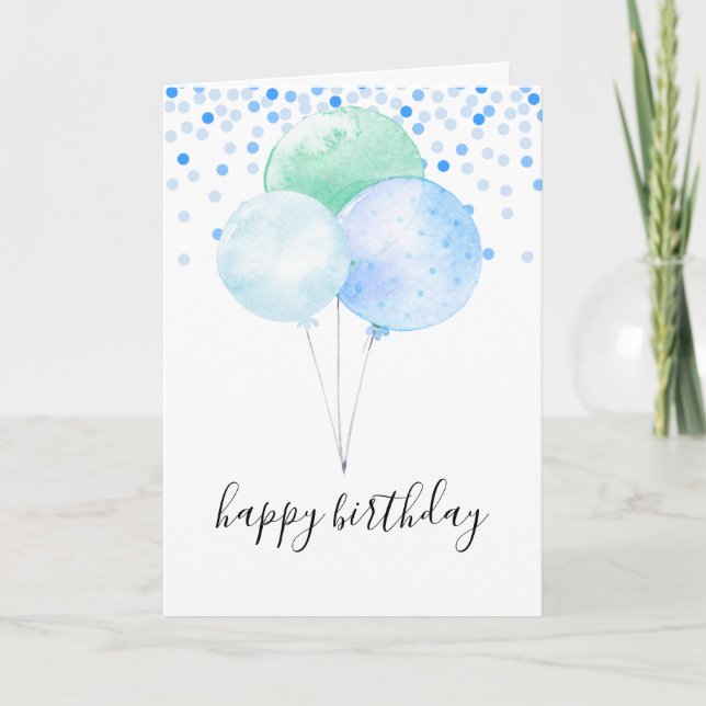 Balloons Baby Boy Birthday Simple Personalized Card (Front)