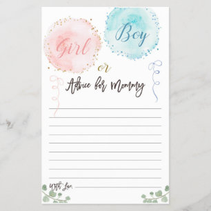 Balloons Baby Shower Advice Card