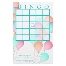 Balloons Baby Shower Bingo