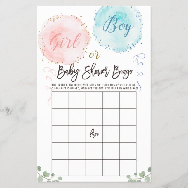 Balloons Baby Shower Bingo Game Flyer (Front)