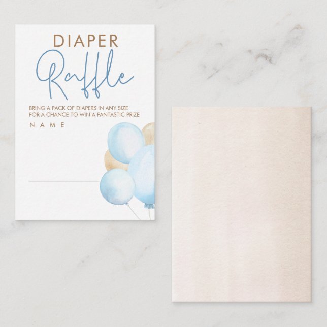 Balloons Baby Shower Diaper Raffle Ticket Enclosur Enclosure Card (Front/Back)