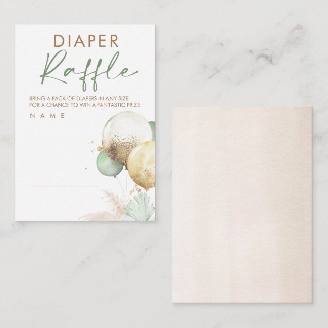 Balloons Baby Shower Diaper Raffle Ticket  Enclosure Card (Front/Back)
