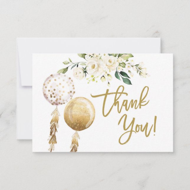 Balloons baby shower thank you card (Front)