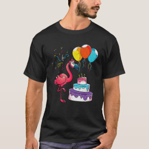 Balloons Bird Flamingo Cake Anniversary Party Kids T-Shirt
