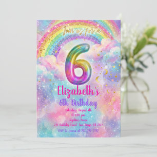 Balloons Birthday 6th Birthday  Invitation